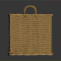 Yellow Wicker Square Storage Basket With Handles For Home Organizing 3d model