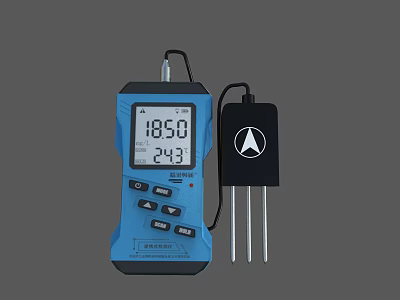 Industrial Blue Measuring Device With Digital Display Black Three Prong Probe And Control Buttons 3d model