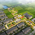 Terraced Townhouses Surrounded By Green Fields And Lake In Scenic Residential Area
