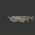 Futuristic Sci Fi Rifle With Glowing Blue Accents Metallic Body And Tactical Design
