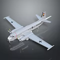 Aerospace Themed Silver Aircraft Model With German Navy Tail Insignia And Propellers