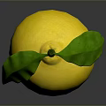 Yellow Lemon With Green Leaves And Textured Surface On Dark Background