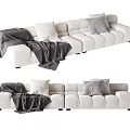 Modern White Two Seater Sofa With Soft Pillows Gray Blanket And Elegant Design 3d model