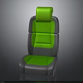 Green And Gray Car Seat Design Featuring Cushioned Backrest And Seat Cushion