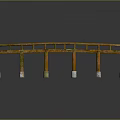 Traditional Wooden Bridge Deck With Wooden Railing And Stone Supporting Piers