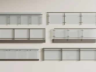 Modern Railing Guardrail Glass Railing 3d model