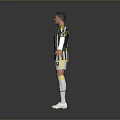 Game Movie Character 3D Render in Black White Striped Jersey Number 9 Standing Pose