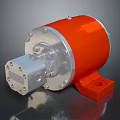 Orange And Silver Industrial Mechanical Component With Metal Housing And Base