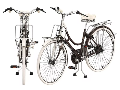 Vintage Style Bicycles With Front Basket Rear Rack And Classic Design 3d model