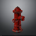 Architectural Building Exterior With Red Metal Fire Hydrant And Smooth Surface