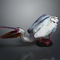 White Feathered Pelican Decorative Model With Open Red Beak And Dark Base 3d model