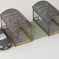 Modern Carport With Transparent Roof Black Car Yellow Lines And Green Ground