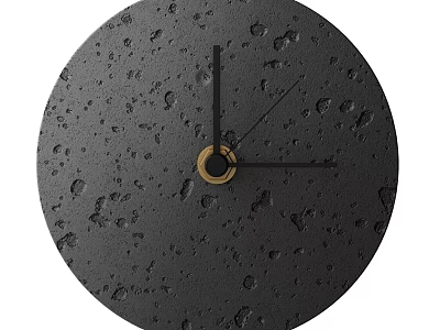 Black Clock with Crater Texture Golden Center and Black Hands 3d model