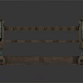 Vintage Wooden Decorative Structure With Carved Patterns And Ornate Side Supports