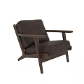 Modern Brown Leather Leisure Chair With Walnut Wooden Frame And Comfortable Design