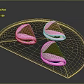 Three Pink Shell Green Filling Snacks on Black Fan Shaped Plate