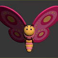 Cute 3D Game Bee Character With Pink Wings Yellow Spots And Orange Yellow Body