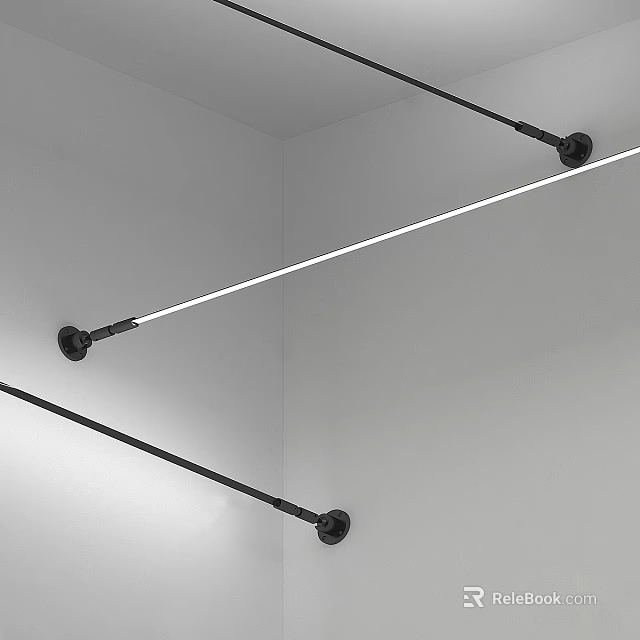 Modern Ceiling Light Fixtures With Black Brackets And White Tubes In Corner 3d model 