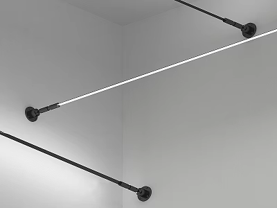 Modern Ceiling Light Fixtures With Black Brackets And White Tubes In Corner 3d model