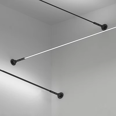 Modern Ceiling Light Fixtures With Black Brackets And White Tubes In Corner 3d model