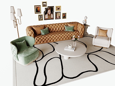 French sofa combination 3d model