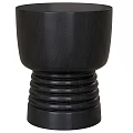 Black Cylindrical Side Table With Ribbed Base And Sleek Smooth Surface 3d model