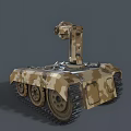 Tracked Utility Vehicle With Camouflage Design Mechanical Arm Headlights And Number 0001