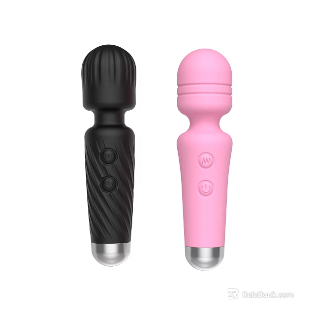 Black and Pink Handheld Electric Vibrating Massage Wands with Buttons Daily Electrical Appliances 3d model 