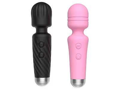 Black and Pink Handheld Electric Vibrating Massage Wands with Buttons Daily Electrical Appliances 3d model