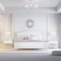 Modern Bedroom Interior Featuring Wooden Bed Decorative Mirror Bedside Tables And Table Lamps