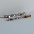 Multiple Small Modern Building Models With Brown Roofs And Open Terraces 3d model