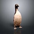 Brown And White Penguin Toy Standing On Gray Background With Reflection 3d model