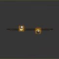 Rustic Wooden Frame With Two Yellow Lighted Lanterns On Gray Background