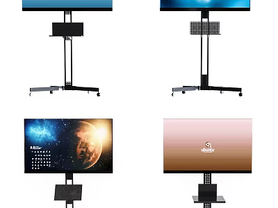 Modern Portable Television With Rolling Stand And Dynamic Screen Visuals 3d model