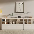 Modern Interior With White Storage Cabinet Vogue Poster Yellow Floor Lamp And Green Plants