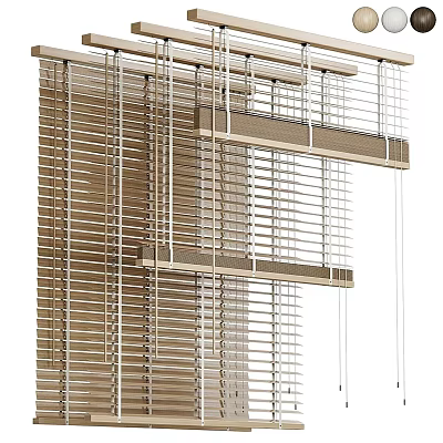 Modern Casement Window With Wooden Horizontal Blinds And Aluminum Frame Design 3d model