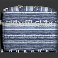 Blue and White Woven Striped Ottoman With Tassel Trim Ethnic Style Home Decor
