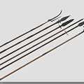 Multiple Historical Spears With Wooden Handles And Intricate Metal Head Designs