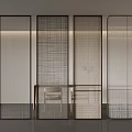 Modern Minimalist Room Divider Screens With Geometric Wire Mesh Frames 3d model