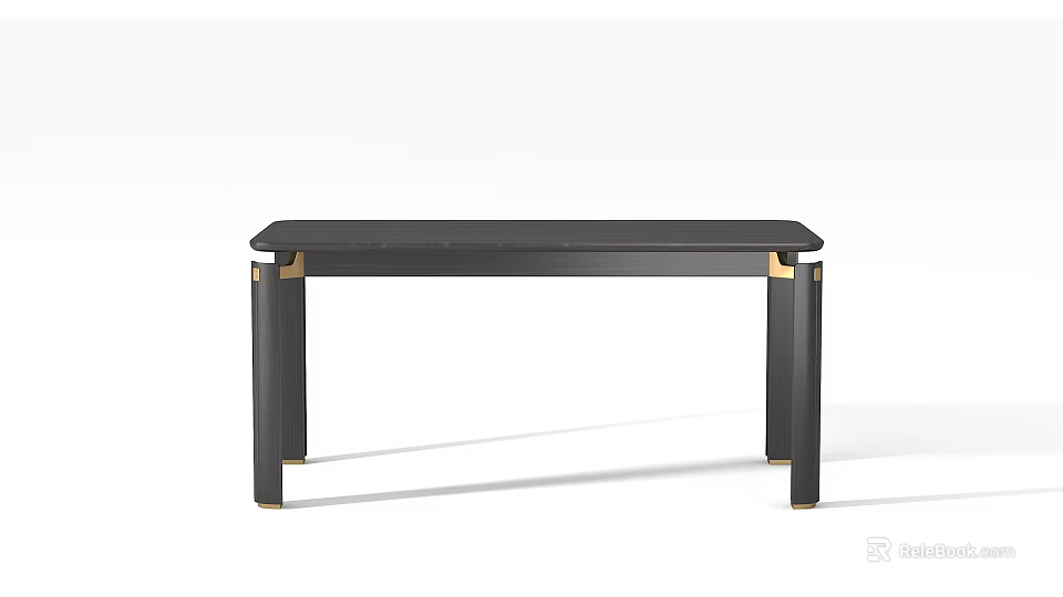 Modern Black Dining Table With Gold Accent Legs And Sleek Surface Design 3d model 