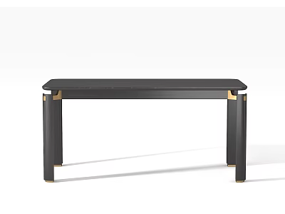 Modern Black Dining Table With Gold Accent Legs And Sleek Surface Design 3d model