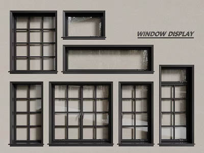 Various Stylish Casement Windows Display With Modern Design And Grid Patterns 3d model