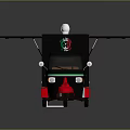 Black Red Mobile Food Truck With Open Top And Green Logo Design