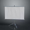 Computer Projection Screen With Tripod Stand Metal Frame And White Display Surface 3d model