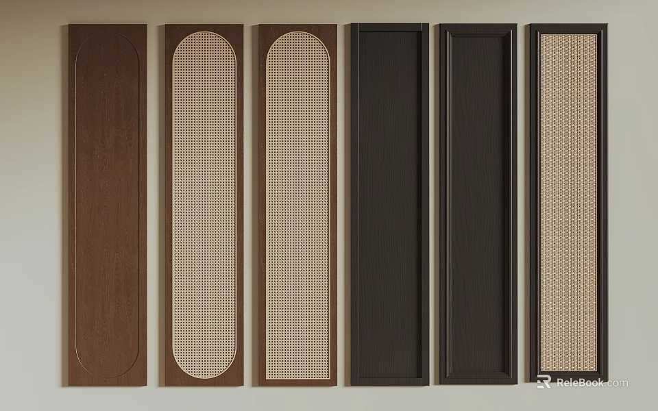 Various Wooden Door Panels With Different Colors And Woven Textures Design 3d model 