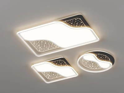 Modern Ceiling Lights With Wave Dotted Patterns In Square And Round Shapes 3d model