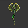 Green and Yellow Plant Inspired Weapon with Decorative 3D Model Leaf Like Structure
