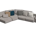 Light Gray Sectional Sofa With Multiple Colored Cushions Modern Comfortable Design 3d model