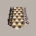 Black And White Chess Pieces Decorative Figurine Set With Hexagonal Chessboard