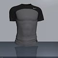 Nike Athletic Short Sleeve Shirt in Gray and Black on Gray Surface with White Background